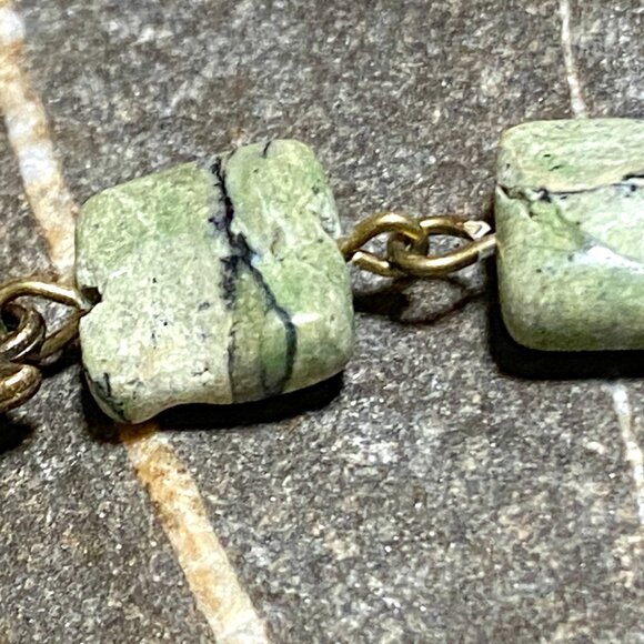 2/$20 Dark Green Serpentine Leaf Branch Necklace, Genuine Gemstone Bronze Chain - Picture 10 of 16